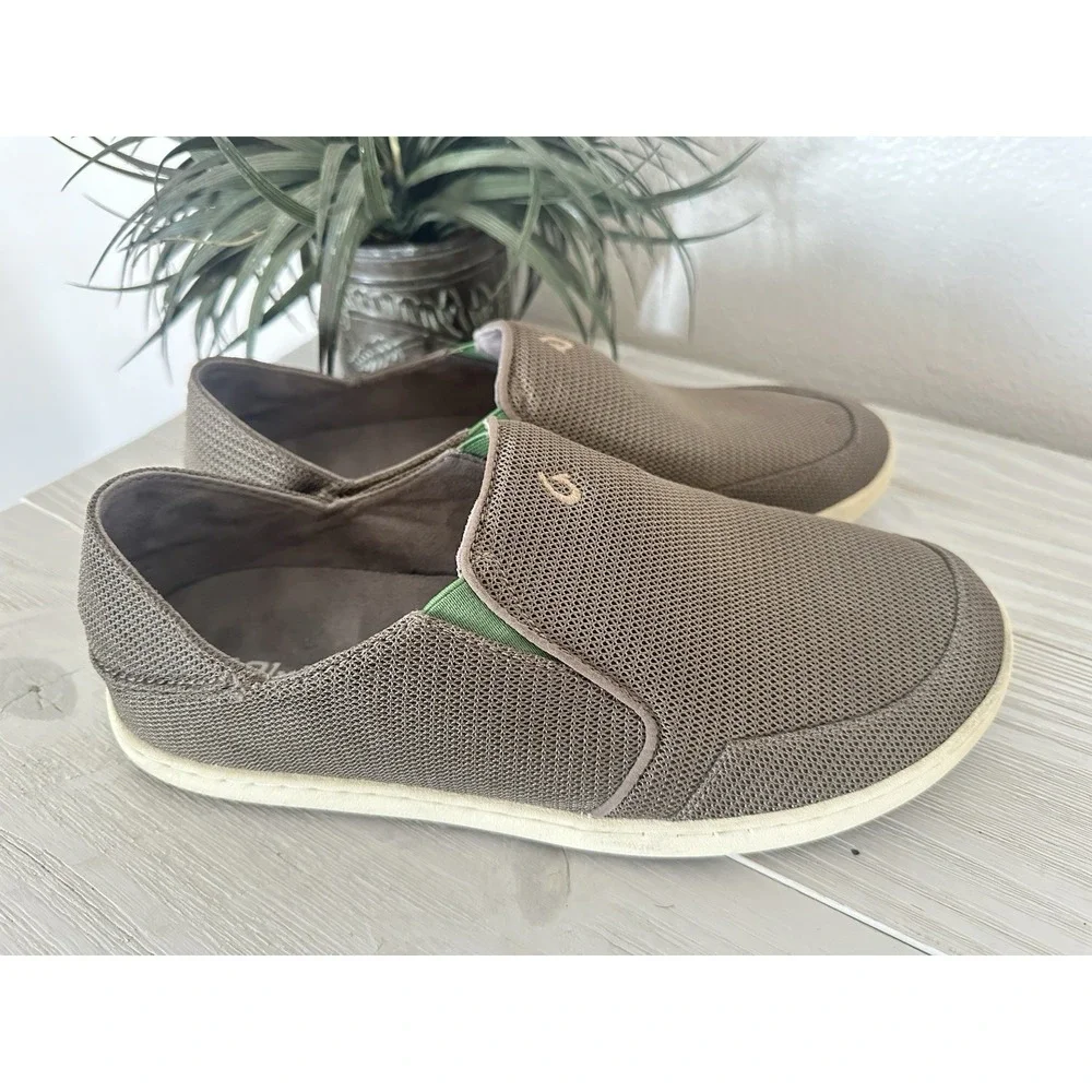 Olukai Nohea Mesh Mens Shoes‎ Size 10 Slip On Loafers Brown Fold Down Heel Slide